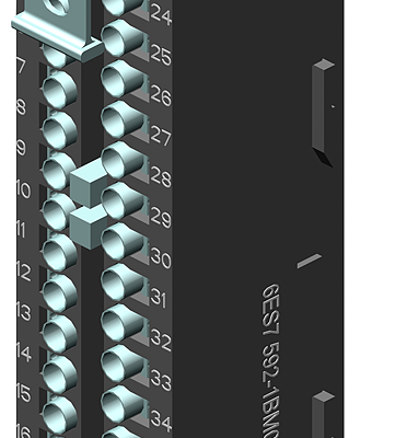 SIMATIC S7-1500, front connector, push-in package, 40 pins, for 35mm wide modules, includes 4 potential bridges and cable ties.