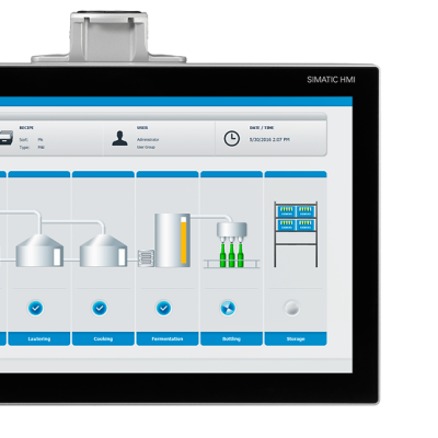 SIMATIC HMI TP1200 Comfort Pro for support arm (non-expandable, upper flange), advanced panel, touch operation, 12” widescreen TFT display