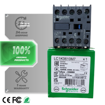 Schneider Electric New Factory Screw Terminal Connection 6A 220V 50/60Hz Three-Pole LC1K0610M7 AC Contactor