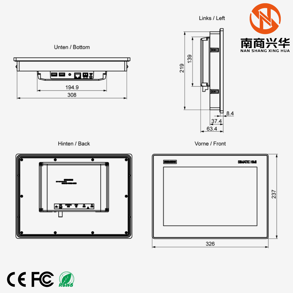 SIMATIC HMI MTP1200, Unified Basic Panel, Touch Operation, 12" Widescreen TFT Display, 16 Million Colors, PROFINET Interface, Configurable Minimum Version WinCC Unified Basic V18 Upgrade 3, Includes Open Source Software - Image 4