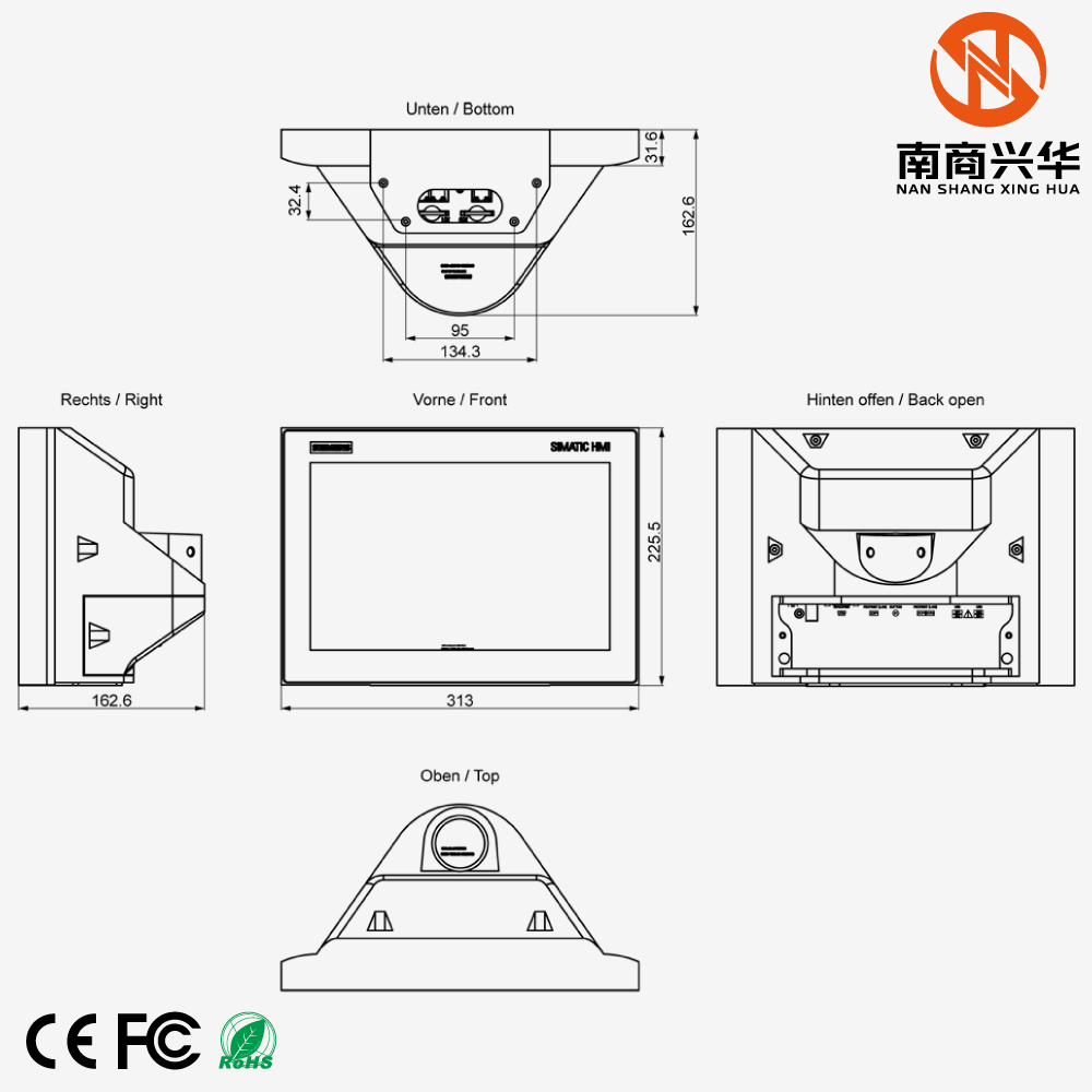 SIMATIC HMI MTP1200 PRO, For Support Arm (Expandable, Round Tube) and Extension Unit, 12.1" Widescreen TFT (Color) Display - Image 2