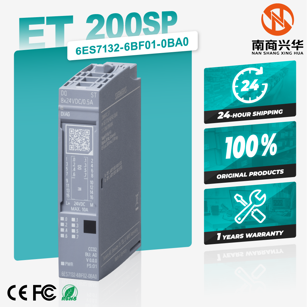 SIMATIC ET 200SP, digital output module, DQ 8x 24V DC/0.5A standard 6ES7132-6BF01-0BA0