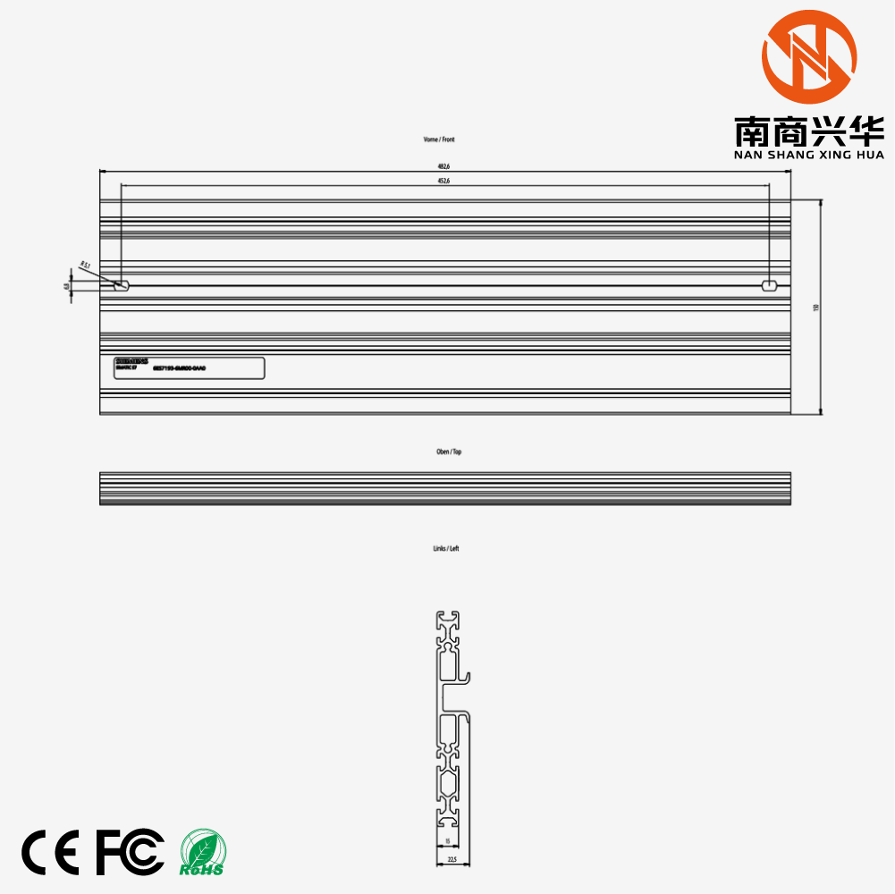 SIMATIC system rail, length 482.6mm for 19" cabinet with H-type rail, compliant with EN 60715 (35 × 7.5), with 6mm profile groove, type B - Image 2
