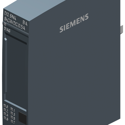 SIMATIC ET 200SP, digital output module, DQ 8x 24V DC/0.5A Sink Basic, Sink output (NPN, M-switching), packing unit: 1 piece, fits BU-type A0, color code CC01, substitute value output, module diagnostics for: supply voltage