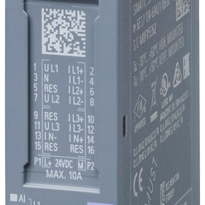 SIMATIC ET 200SP, analog input end module, analog input energy meter CT ST, for Rogowski coil or transformer/converter 333 mV, suitable for U0 type base unit, channel diagnostics