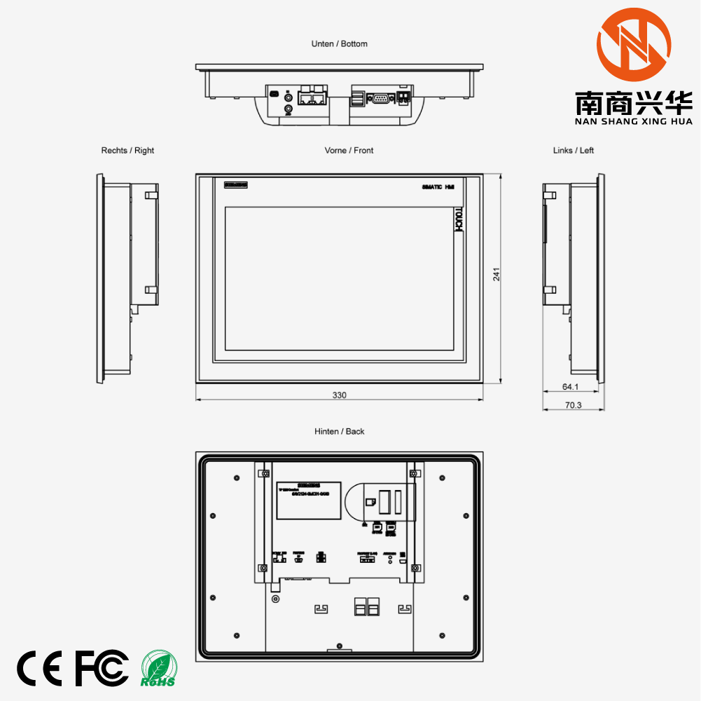 SIMATIC HMI TP1200 Comfort, Comfort Panel, Touch Operation, 12" Widescreen TFT Display - Image 6
