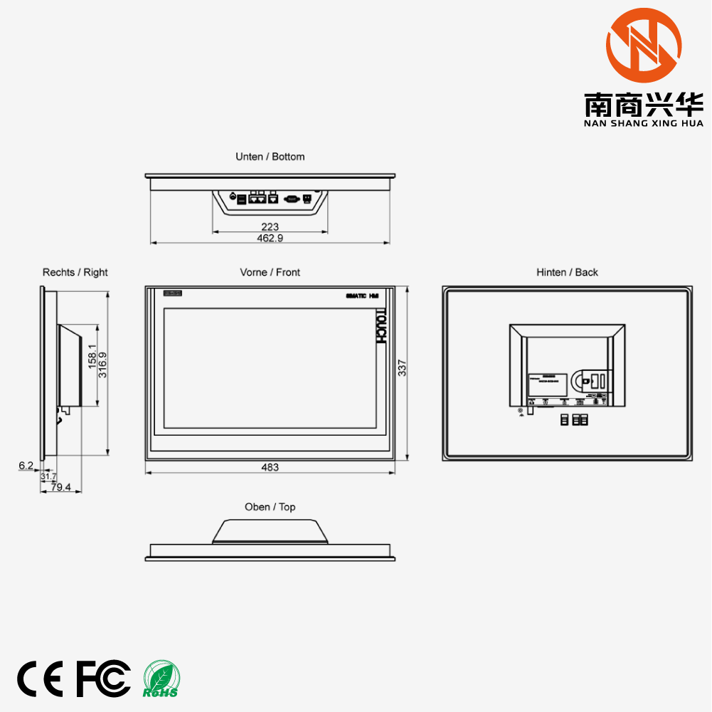 SIMATIC HMI TP1900 Comfort, Comfort Panel, Touch Operation, 19" Widescreen TFT Display - Image 4