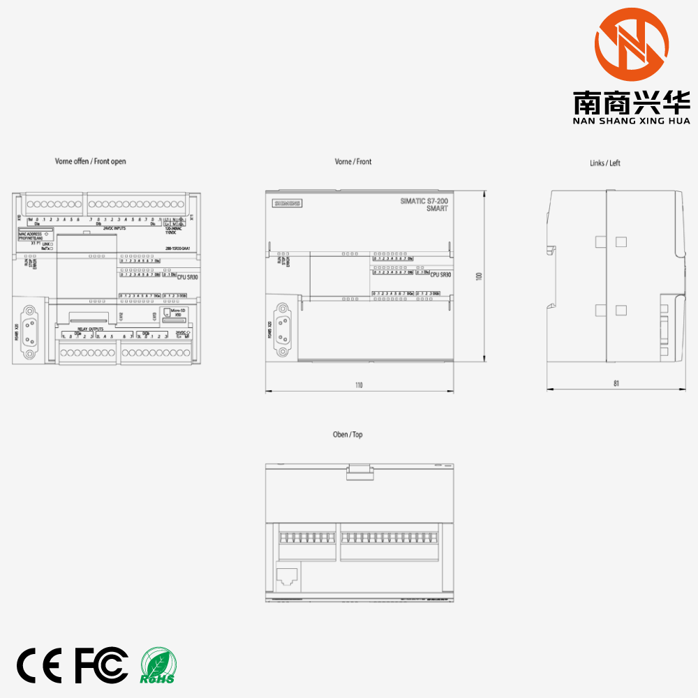 SIMATIC S7-200 SMART, CPU SR30, Standard CPU Module, Relay Output, 220 V AC or 110 V DC Power Supply, 18 Inputs/12 Outputs - Image 2