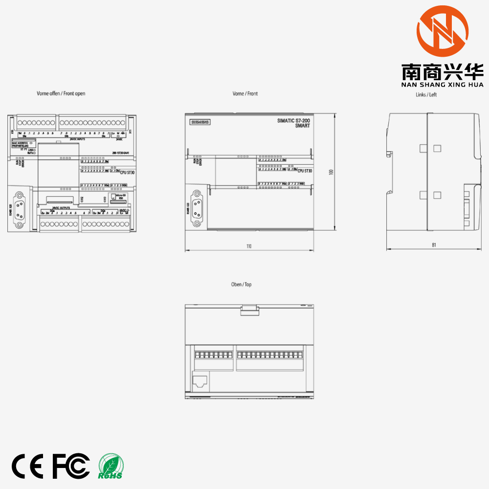 SIMATIC S7-200 SMART CPU ST30 Standard CPU Module, Transistor Outputs, 24 V DC Power Supply, 18 Inputs/12 Outputs - Image 2