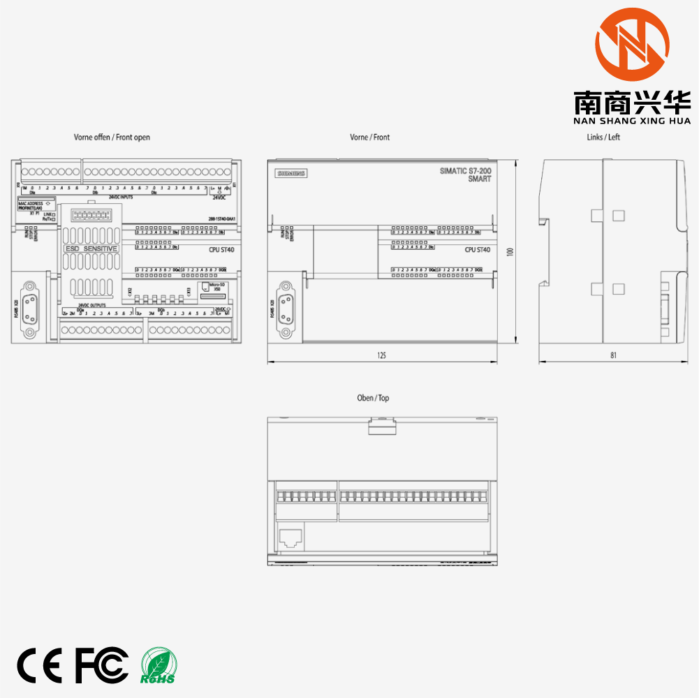 SIMATIC S7-200 SMART, CPU ST40, Standard CPU Module, Transistor Output, 24 V DC Power Supply, 24 Inputs/16 Outputs - Image 2